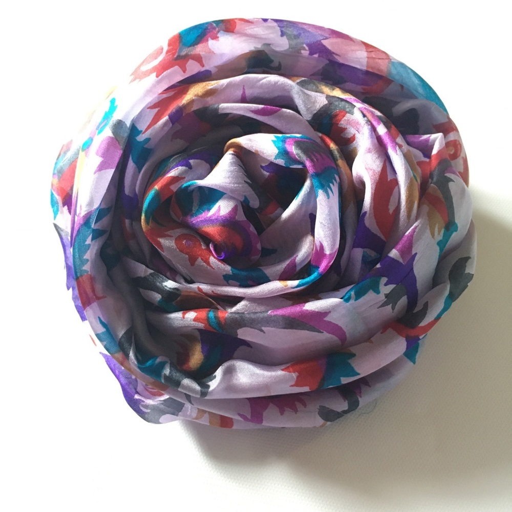 Printed Silk Scarf, Turban, Hijab New Without Tag